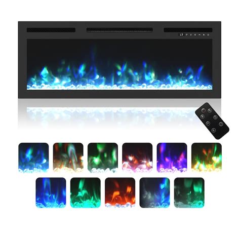 Mondawe 36-in W Black Fan-forced Wall-mount Electric Fireplace with ...