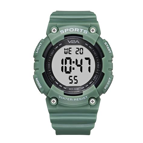 Buy V2A Digital 5ATM Waterproof Military Green Sports Watch for Men and ...
