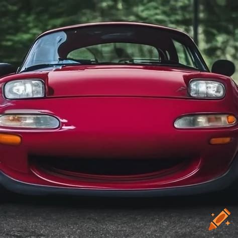 1993 Mazda Miata with pop-up headlights up in a circular design on Craiyon