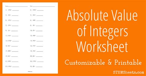 Image result for Absolute Value Worksheets
