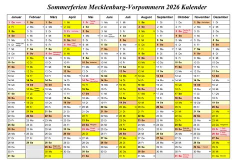 Mecklenburg-Vorpommern 2026 Kalender Zum Ausdrucken | The Beste Kalender