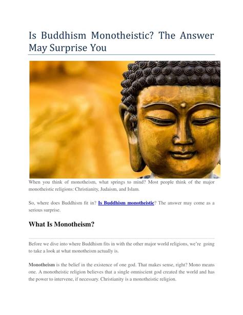 PPT - Is Buddhism Monotheistic? The Answer May Surprise You PowerPoint ...