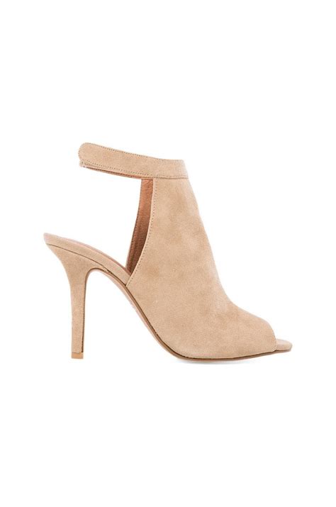 Jeffrey Campbell Lorah Open Toe Bootie in Nude Suede | REVOLVE