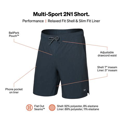 Saxx Men's Multi Sport Two in One Shorts Striation Slub