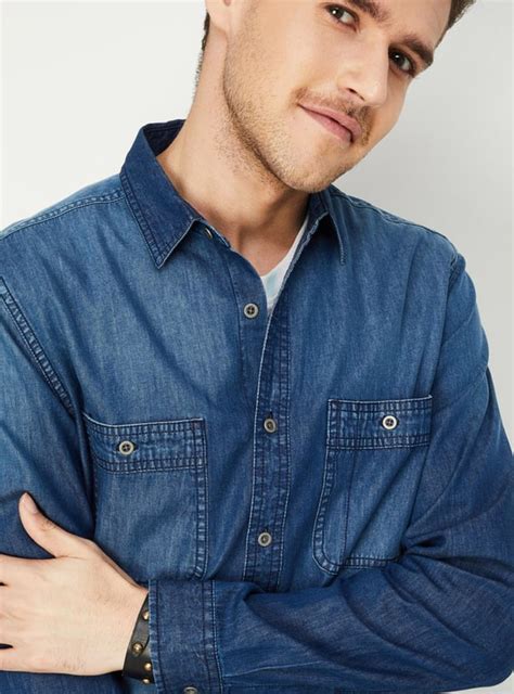 Buy Men Washed Slim Fit Denim Shirt Online at just Rs. 999.0 ...