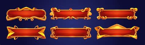 Medieval red buttons ui game menu elements | Free Vector