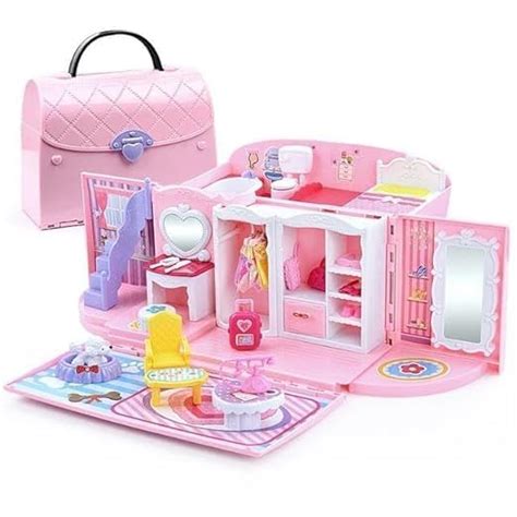 Buy Kids Dollhouse Playset Portable Dollhouse Toy Girls Pretend ...