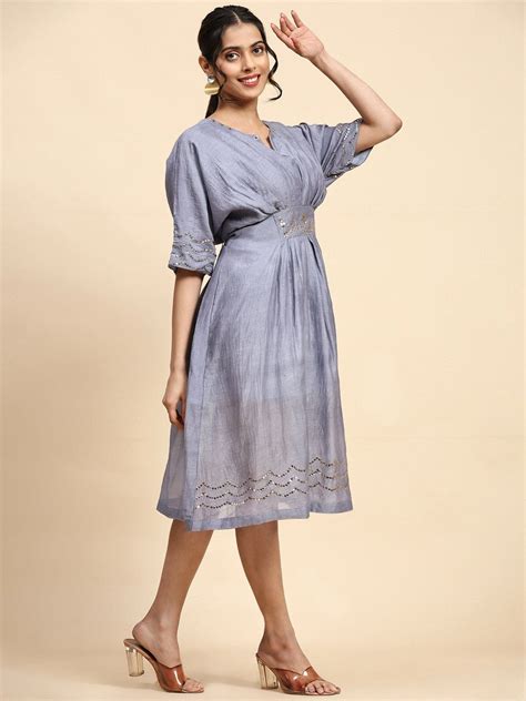 Cobalt Blue Kaftaan Style Dress - Chic and Stylish Look – Charkha Tales