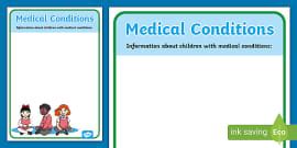 Pupil Medical Information Editable Posters (teacher made)
