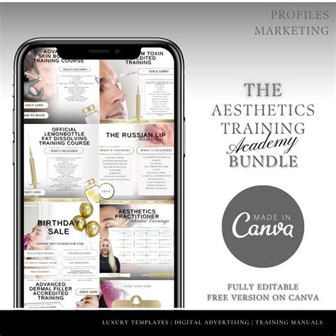 Aesthetics Training Academy Social Media Templates: Editable Bundle - Etsy