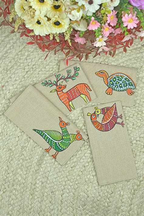 Jute Hanpainted Gond Painting Envelope - Set Of 4 – Okhaistore