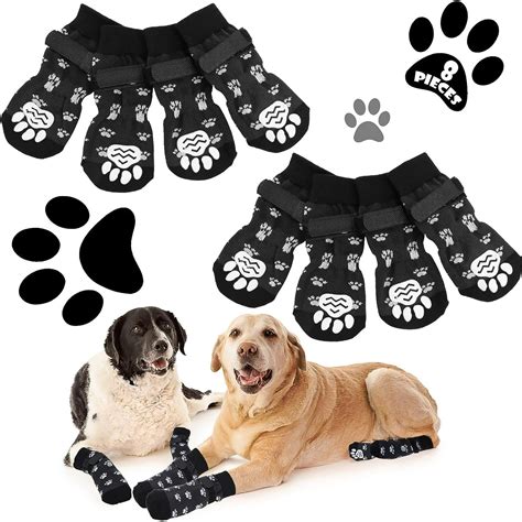 8PCs Dog Socks for Hardwood Floors to Prevent Licking,Dog Boots Paw ...