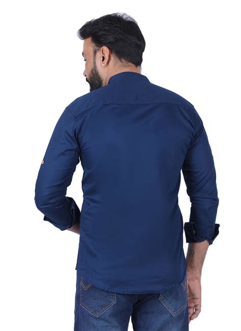 Dark Blue Solid Pure Cotton Straight Kurta – Fab Alchemy