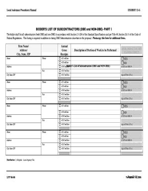 Bidder's List Of Subcontractors (DBE And NON-DBE) - Dot Ca - Fill and ...