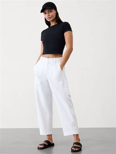 Athleta Skyline Barrel Leg Pant In Bright White | ModeSens