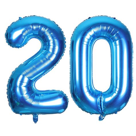 Number 20 Blue Balloon 40 inch Giant Foil Number Balloons - Party ...