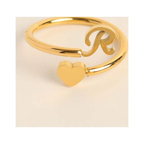 Gold Initial Rings for Women Non Tarnish Heart Initial Stackable Rings ...