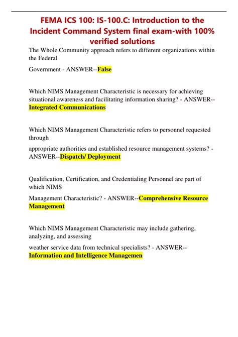 FEMA ICS 100: IS-100.C: Introduction to the Incident Command System ...