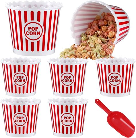 Amazon.com: Roshtia 6 Pieces Plastic Popcorn Containers Reusable ...
