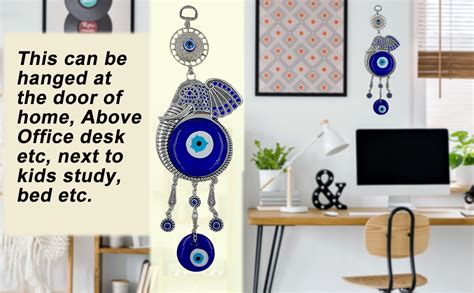Buy Blue Beads Blue Evil Eye Elephant Lord Ganesh 11.7 Inches Pendant ...