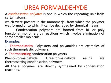 Urea formaldehyde.. | PPTX