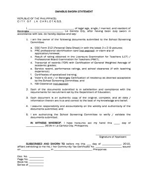Csc Omnibus Sworn Statement - Fill Online, Printable, Fillable, Blank ...