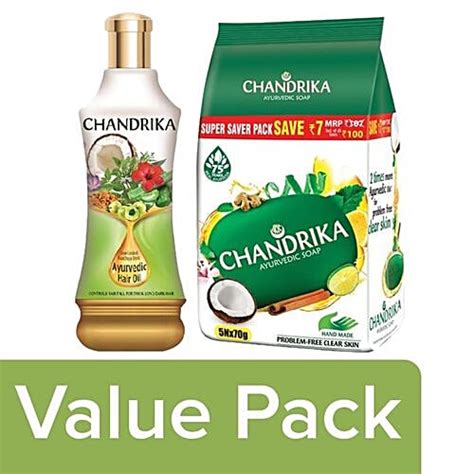 Buy Chandrika Bathing Soap - Ayurvedic 70 gm (Pack of 5) + Ayurvedic ...