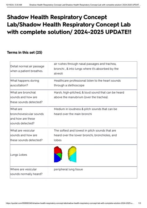 Shadow Health Respiratory Concept Lab/Shadow Health Respiratory Concept ...