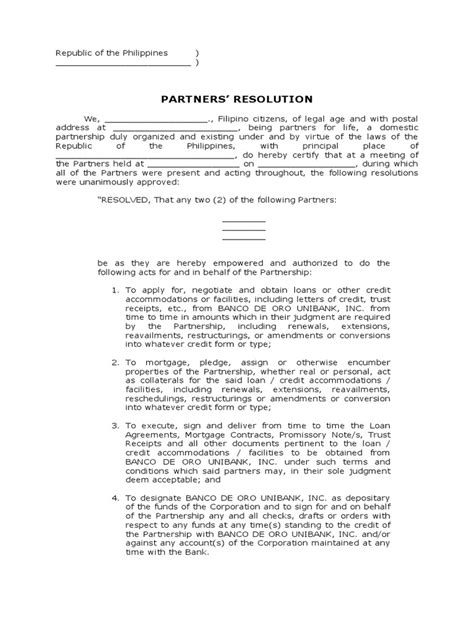 Partnership Resolution Sample 的图像结果