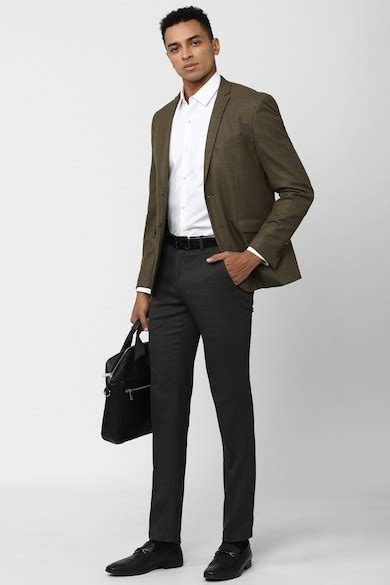 Buy Men Olive Textured Super Slim Fit Casual Blazer Online - 895017 ...