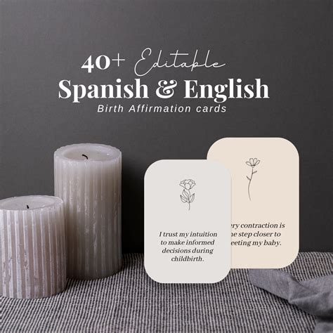 40+ Affirmation Cards for Labor in Spanish and English, Uplifting Labor ...
