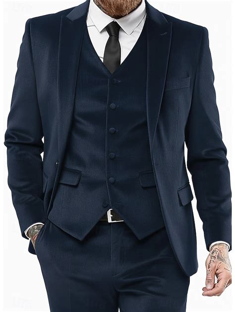 Men's Wedding Party Business Velvet Suits Peaked Lapel Burgundy Dark ...