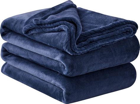 Aisbo Fleece Throw Blanket Navy Blue - Versatile Soft Warm King Size ...
