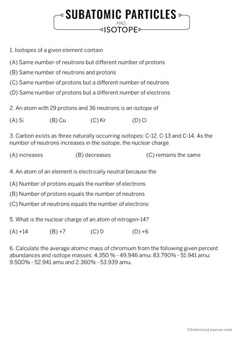 Image result for Subatomic Particles Worksheet.pdf