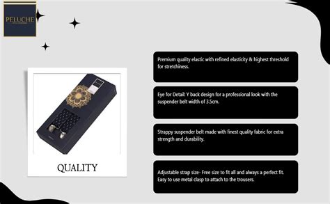 Peluche Blue Lining Black Coloured 3.5cm Strap Width Elastic Suspenders ...