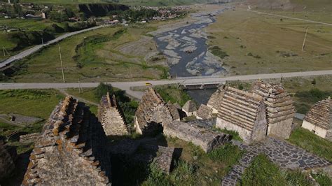 Overlooking aerial City of Dead Dargavs North Ossetia City of Dead ...