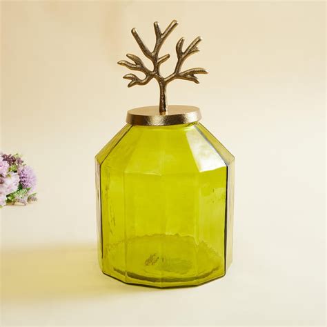 Buy Splendid Glass Decorative Jar with Metal Lid from Home Centre at ...