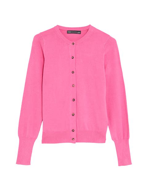 Crew Neck Button Front Cardigan