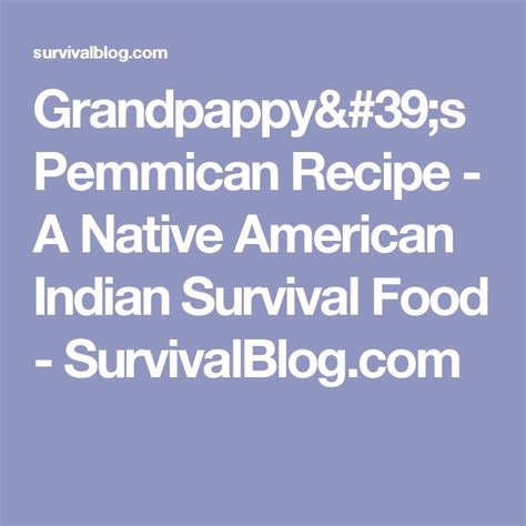 How to Make Native American Pemmican: Survival Food of the Past