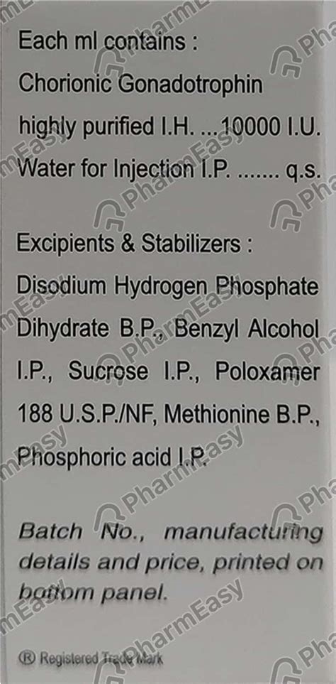 Hucog Hp 10000 IU Injection (1): Uses, Side Effects, Price & Dosage ...