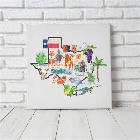 Texas Map Canvas-texas Map Art-texas Wall Decor-texas State Map-texas ...