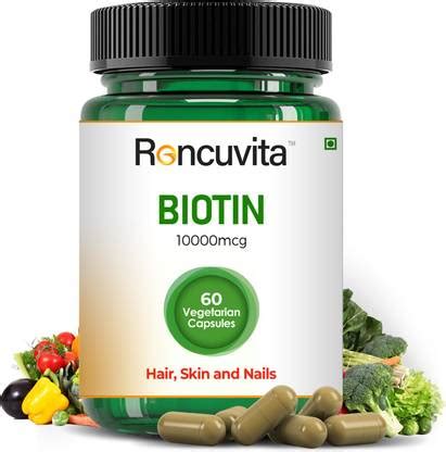 RONCUVITA Biotin 10000 mcg Maximum Strength, 60 Vegetarian Capsule for ...