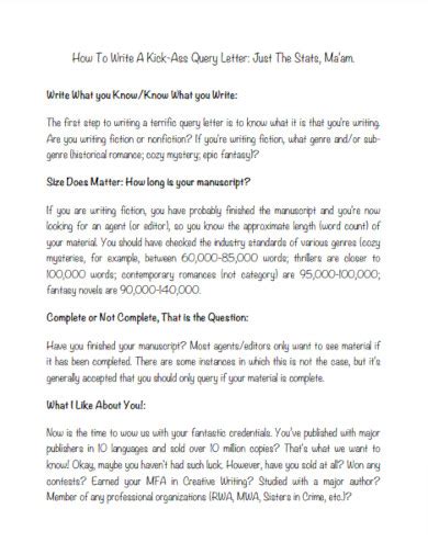 Image result for Query Letter Examples