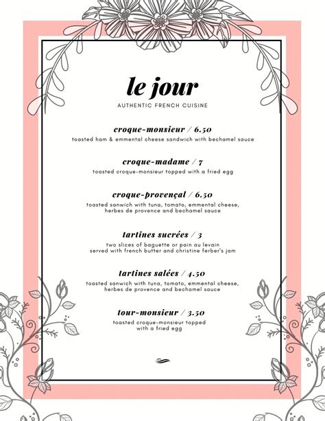 French Menu Template