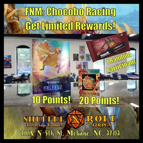 FNM: Chocobo Racing Draft, 200 N. 5th St, Mebane, NC, United States ...