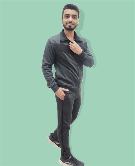 Buy HiFlyers Mens Anthra Regular Fit Solid Fleece Tracksuit| TTBazaar ...