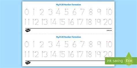 Number Formation Tracing Strips 0-20 | Handwriting Numbers