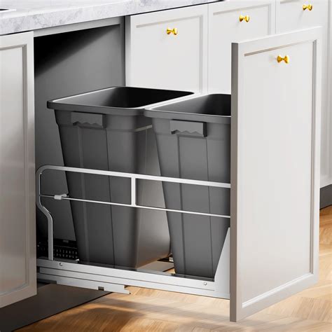 Insputer Double 40QT Pull Out Trash Can Under Cabinet, Heavy Duty Under ...