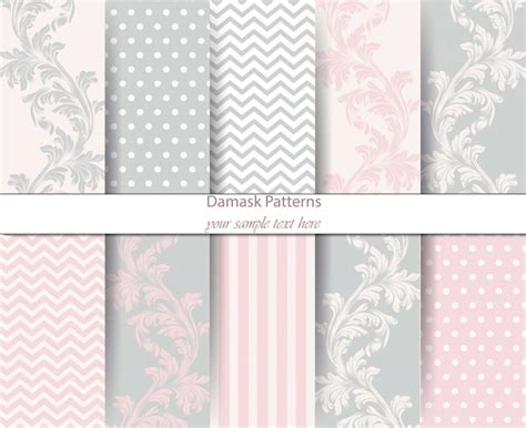 Damask patterns set, baroque ornament | Premium Vector