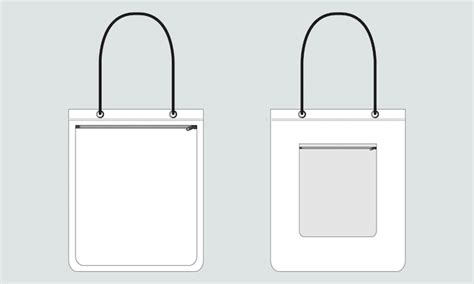 Technische Zeichnung der Einkaufstasche, flache Skizze, Vektor ...
